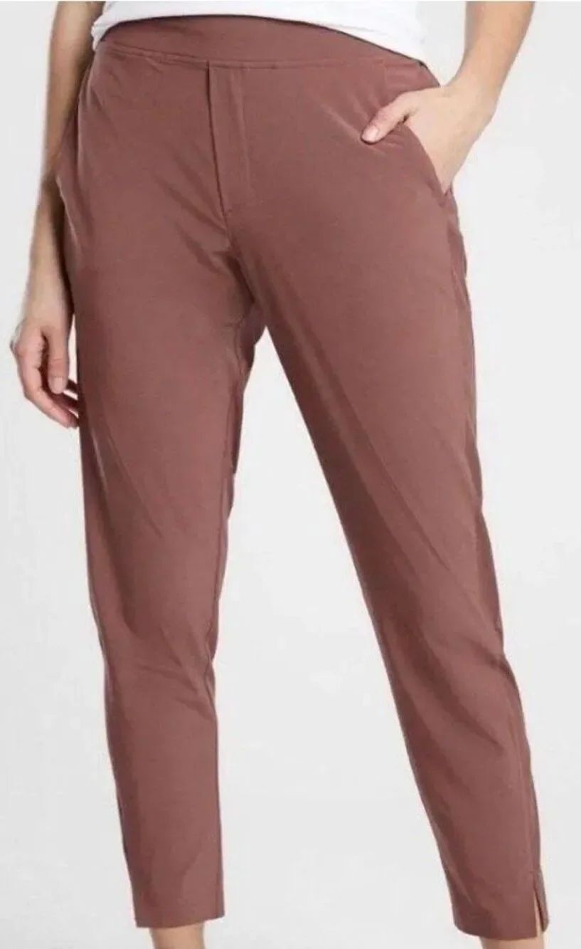 ATHLETA BROOKLYN pink rose Mid Rise ANKLE PANTS sz 4